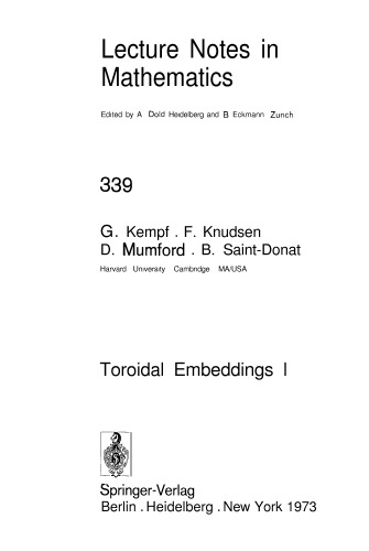 Saint-Donat Toroidal Embeddings I