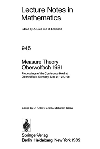 Measure Theory, Oberwolfach 1981