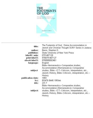 The footprints of God: divine accommodation in Jewish and Christian thought