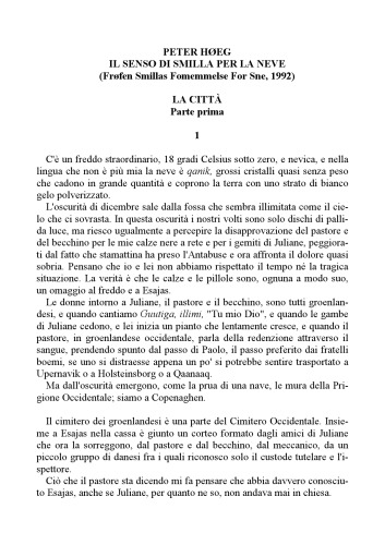 Il Senso di Smilla per la Neve