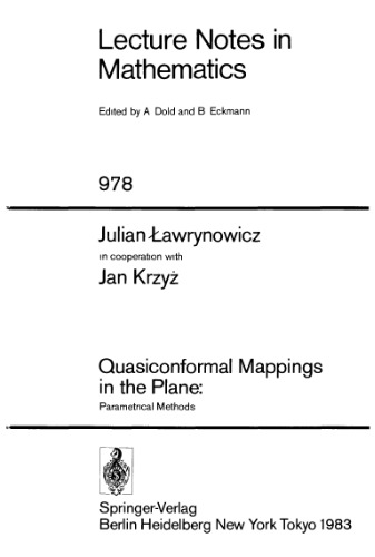 Quasiconformal Mappings in the Plane:: Parametrical Methods