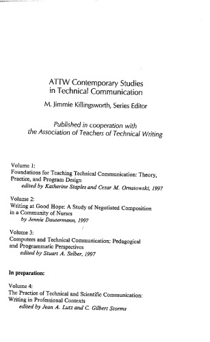 Computers and technical communication: pedagogical and programmatic perspectives  