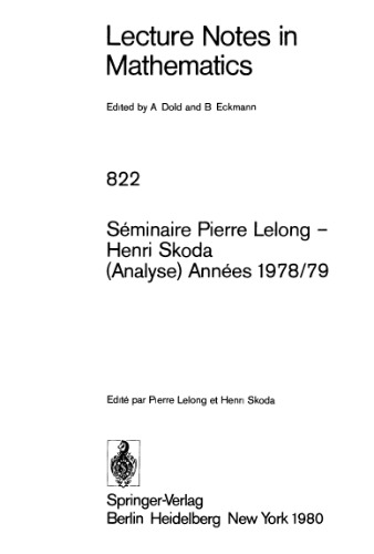 Seminaire Pierre Lelong, Henri Skoda (Analyse) Annees 1978-79