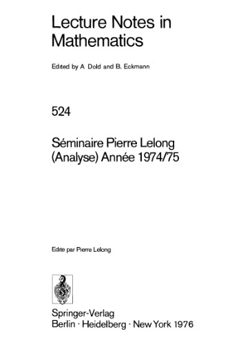Seminaire Pierre Lelong (Analyse) Annee 1974-75