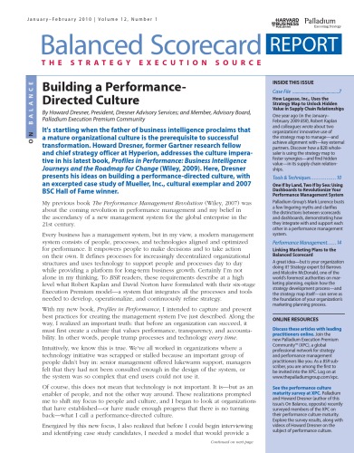 Balanced Scorecard Report - the Strategy Execution Source - Jan-Feb 2010 - Vol 12 No 1