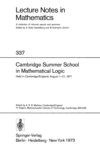 Cambridge Summer School in Mathematical Logic, Cambridge, 1971