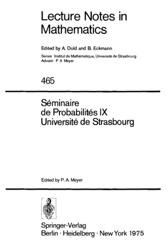 Seminaire de Probabilites IX Universite de Strasbourg