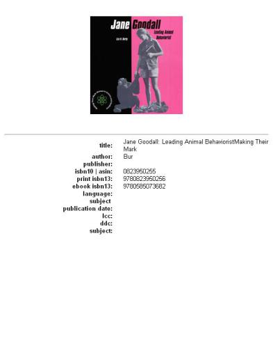 Jane Goodall: leading animal behaviorist