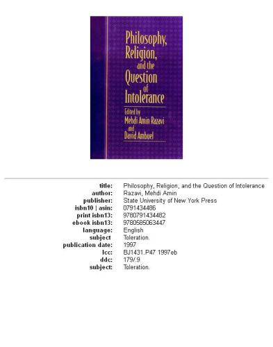 Philosophy, religion, and the question of intolerance