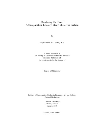Bordering On Fear: A Comparative Literary Study of Horror Fiction  