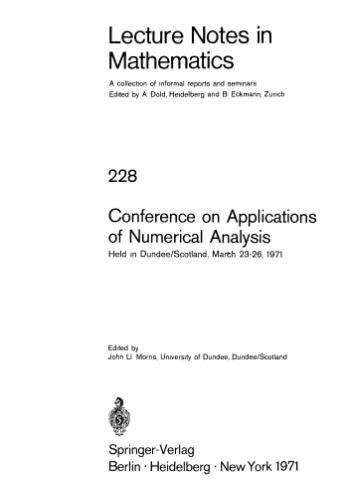 Conference on Applications of Numerical Analysis
