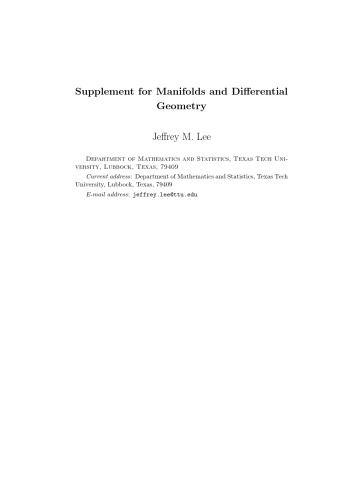 Manifolds and Differential Geometry, Online Supplement