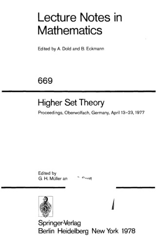 Higher set theory. Proceedings, Oberwolfach, Germany, 1977