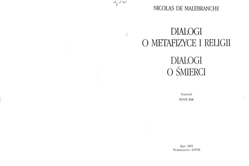 Dialogi o metafizyce i religii Dialogi o smierci