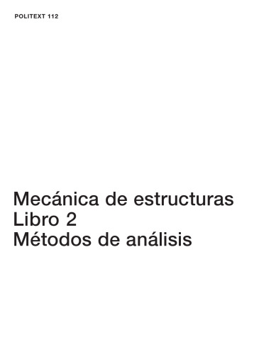 Mecánica de estructuras II. Métodos de análisis