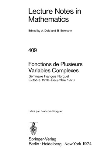 Fonctions de Plusieurs Variables Complexes