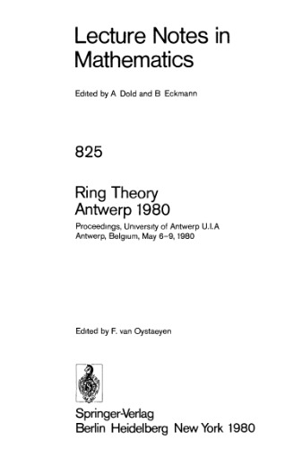 Ring Theory Antwerp 1980