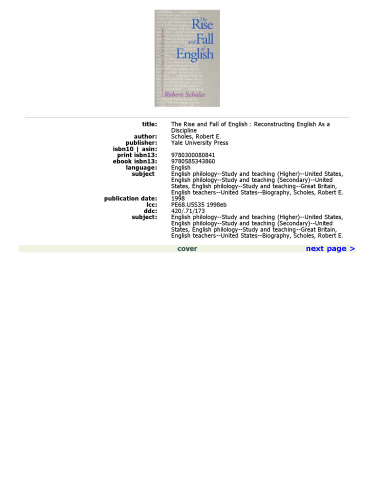 The Rise and Fall of English: Reconstructing English as a Discipline