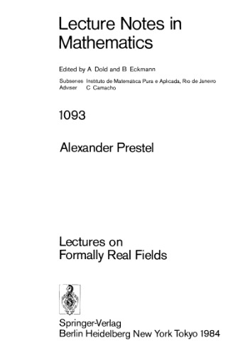 Lectures on Formally Real Fields