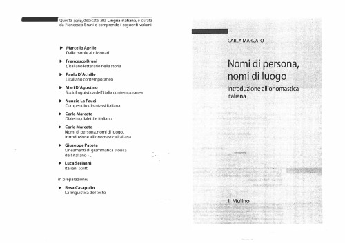 Nomi di persona, nomi di luogo: introduzione all'onomastica italiana