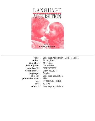 Language acquisition: core readings  