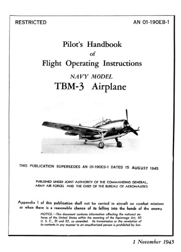 Pilot's Handbook for Flight Operating Instructions Navy Model TBM-3 Airplane
