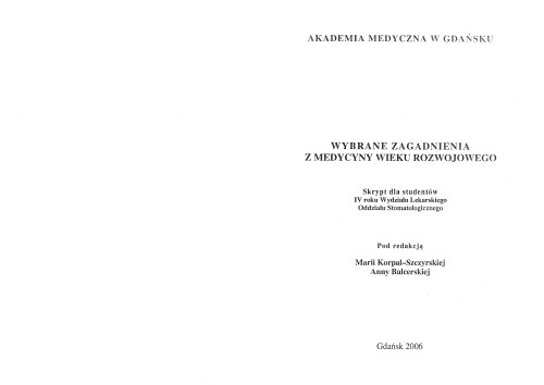 Wybrane zagadnienia z medycyny wieku rozwojowego