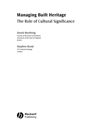 Managing built heritage: the role of cultural significance  