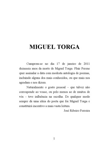 Antologia de poemas de Miguel Torga  