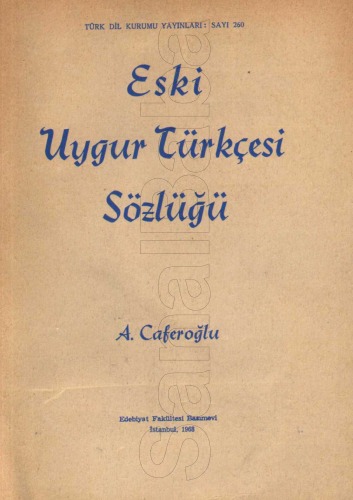 Eski Uygur Türkçesi Sözlüğü