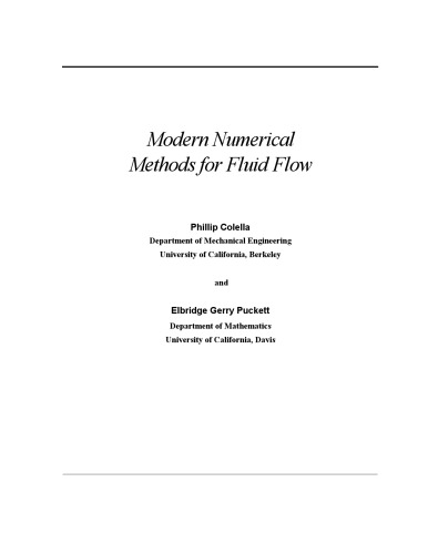Modern Numerical Methods for Fluid Flow (draft)