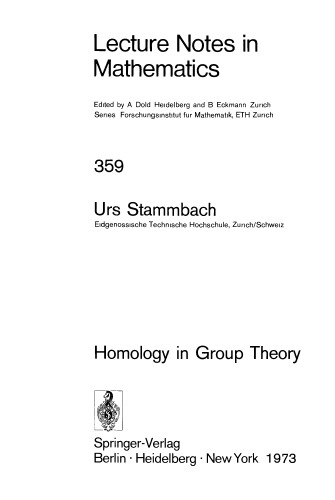 Homology in Group Theory