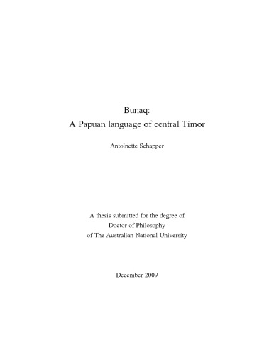 Bunaq: A Papuan language of central Timor