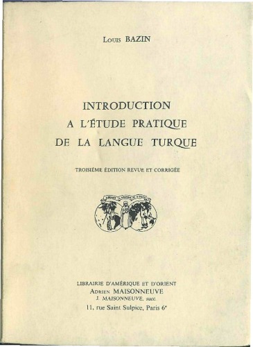 Introduction à l'étude pratique de la langue turque