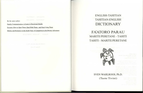 English-Tahitian, Tahitian-English dictionary  