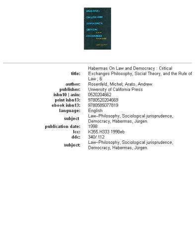 Habermas on law and democracy: critical exchanges  