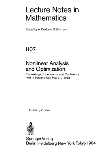Nonlinear Analysis and Optimization