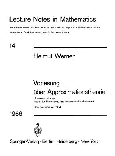Vorlesung uber Approximationstheorie