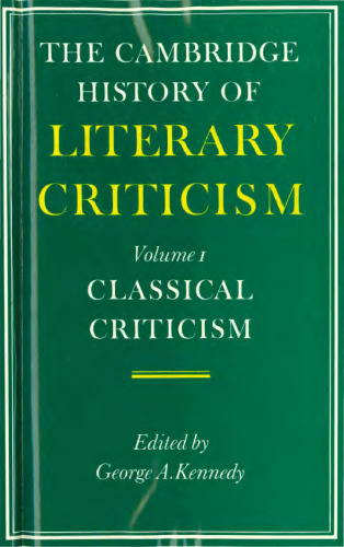 The Cambridge History of Literary Criticism, Vol. 1: Classical Criticism