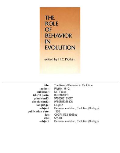 The Role of behavior in evolution  