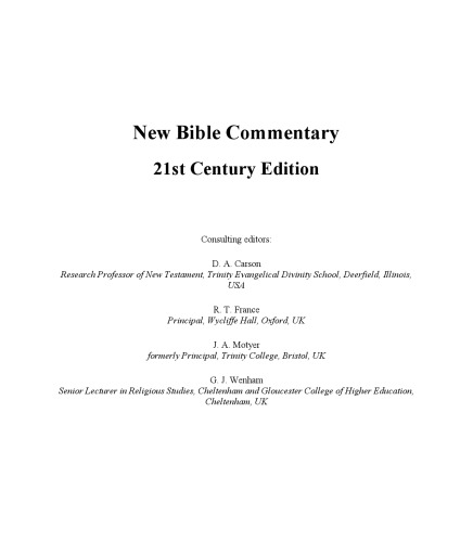 New Bible Commentary 21st Century Edition