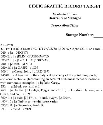 A treatise on the analytical geometry of the point, line, circle, and conic sections, containing an account of its most recent extensions, with numerous examples. 