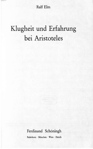 Klugheit und Erfahrung bei Aristoteles
