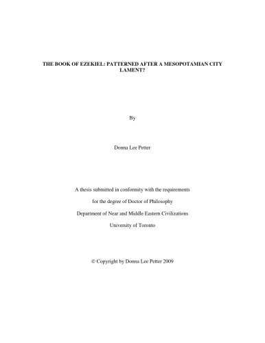 The Book of Ezekiel - Patterned After a Mesopotamian City Lament (Ph.D. Thesis)