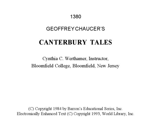 Geoffrey Chaucer’s Canterbury Tales