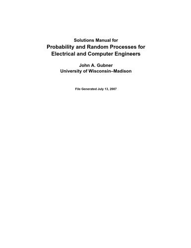 Probability and Random Processes for Electrical and Computer Engineers Solution Guide