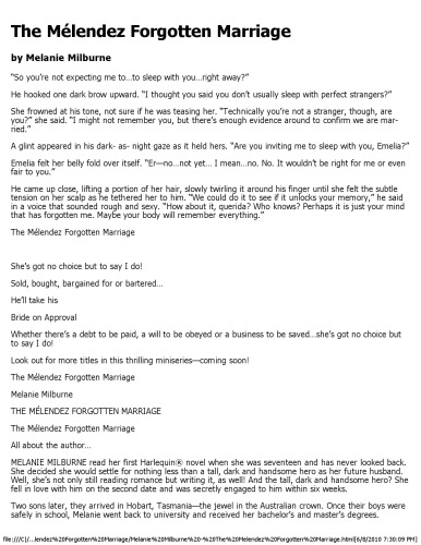 The Melendez Forgotten Marriage (Harlequin Presents)  