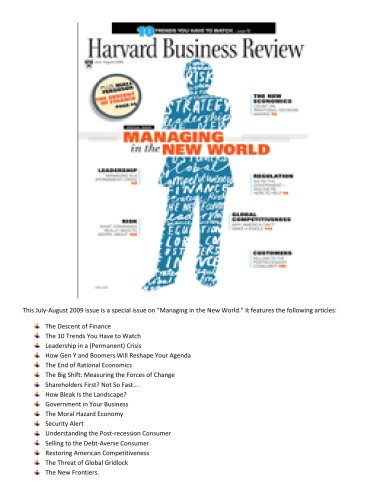 Harvard Business Review - July - August 2009  