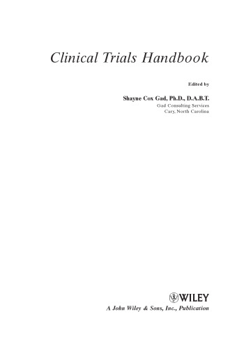 Clinical Trials Handbook (Pharmaceutical Development Series)