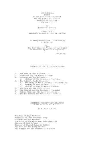 1001 Arabian Nights - Supplemental Nights - Volume 13  